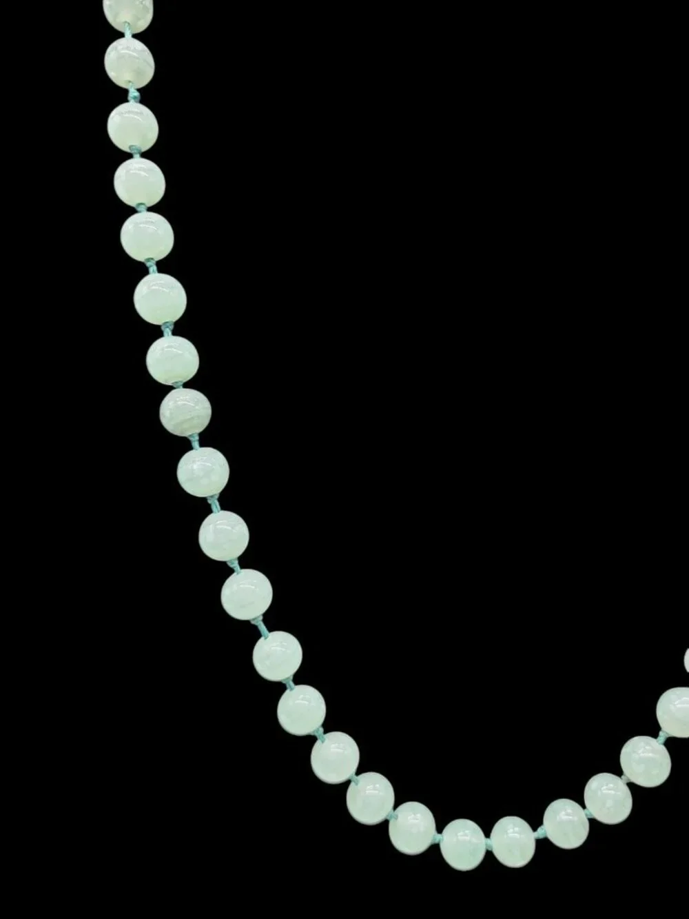 Vintage Les Bernard Signed Jade Bead Necklace Hand Knotted Barrel Clasp 34" - Picture 8 of 12